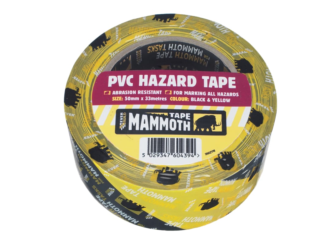 Everbuild Sika Mammoth Hazard Tape Black/Yellow 50mm x 33m 488639