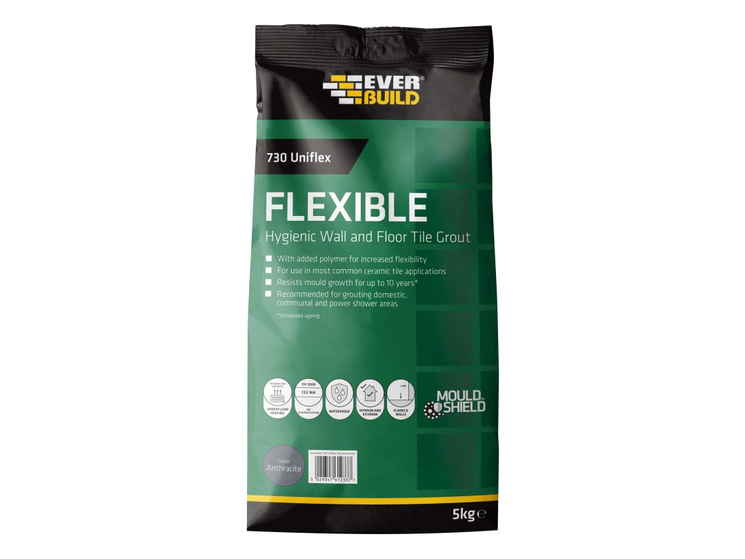 Everbuild Sika 730 Uniflex Hygienic Tile Grout Anthracite 5kg 486045