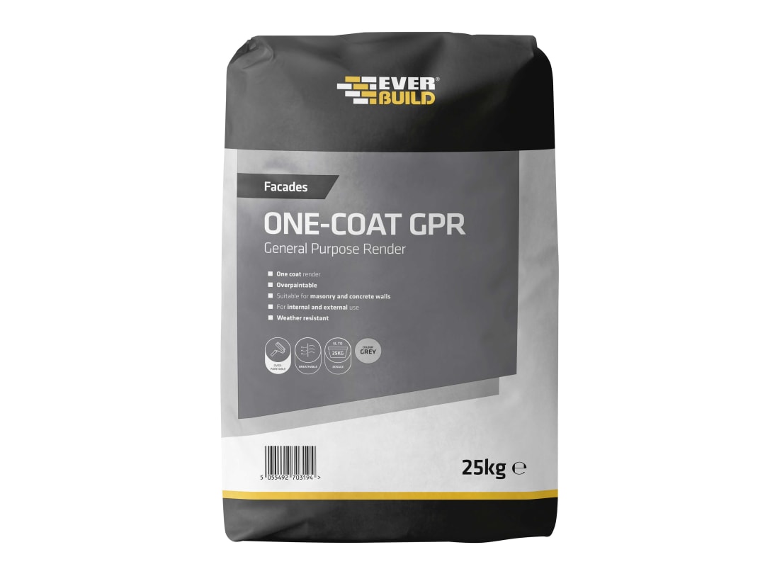 Everbuild Sika One-Coat General Purpose Render Grey 25kg 636028