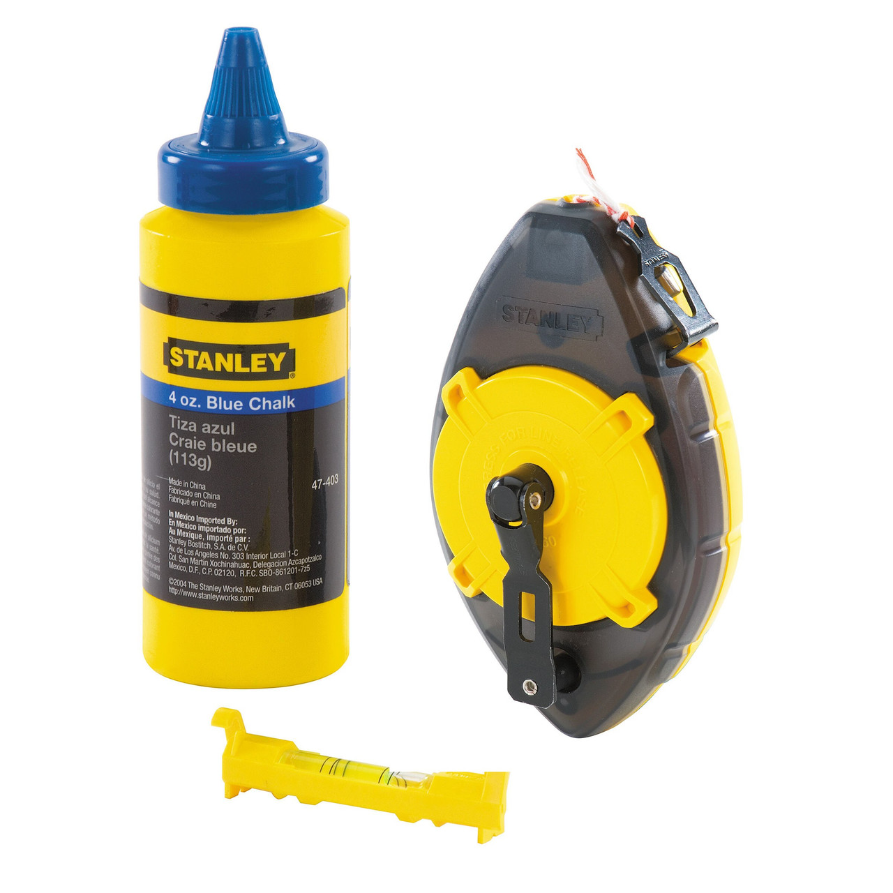 Stanley 0-47-465 PowerWinder Chalk Line, Level & Blue Builders Chalk 0-47-465