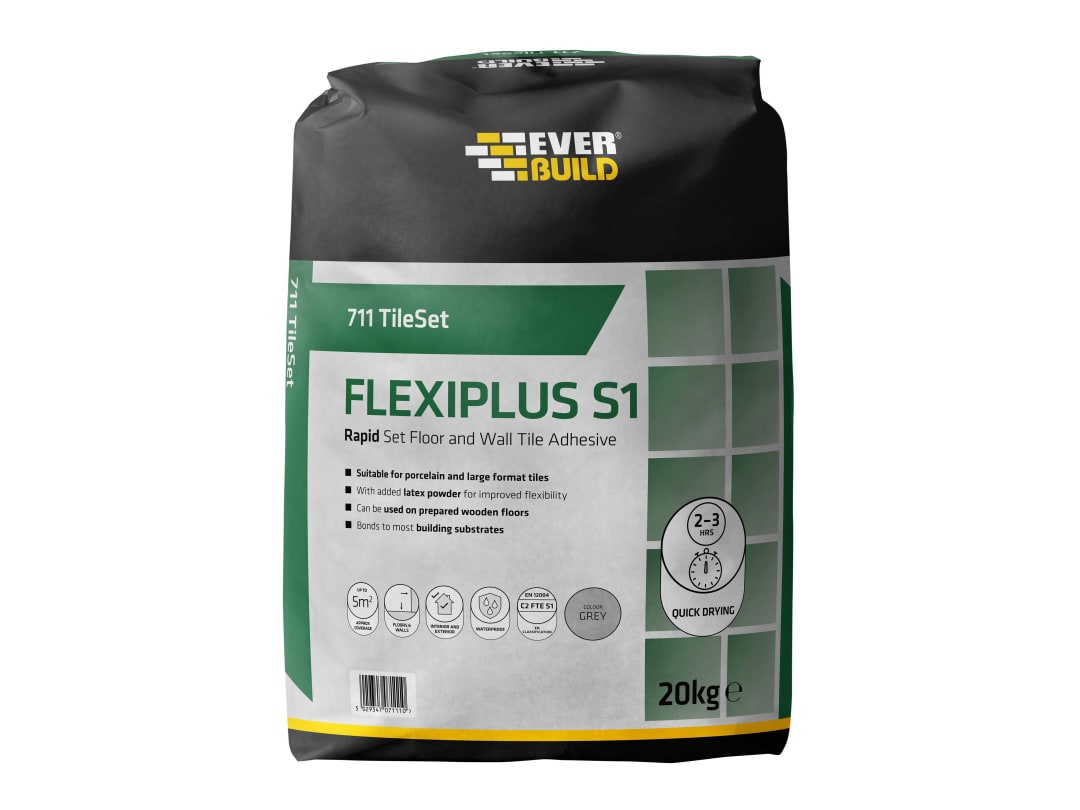 Everbuild Sika 711 TileSet Flexiplus Tile Adhesive Grey 20kg 486660