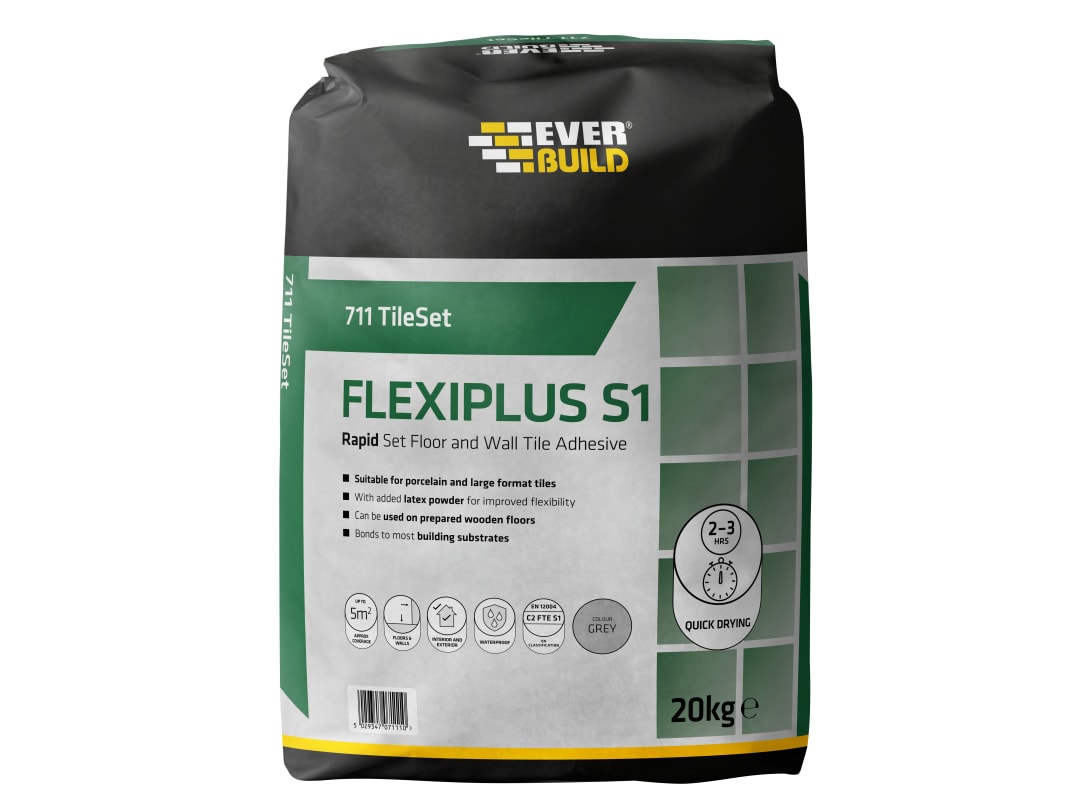 Everbuild Sika 711 TileSet Flexiplus Tile Adhesive White 20kg 695062
