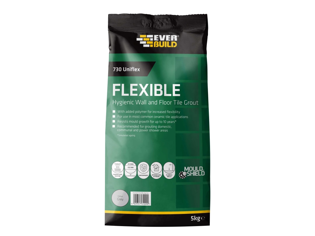 Everbuild Sika 730 Uniflex Hygienic Tile Grout Grey 5kg 486465
