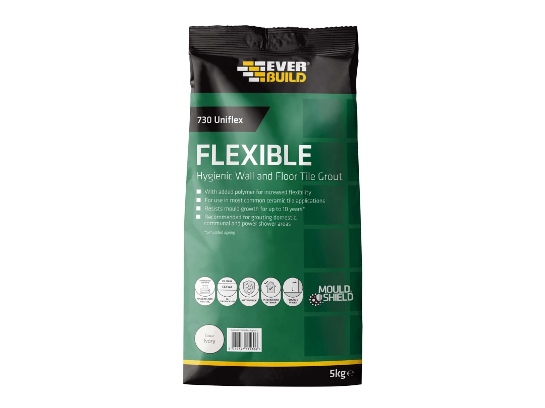 Everbuild Sika 730 Uniflex Hygienic Tile Grout Ivory 5kg 486466