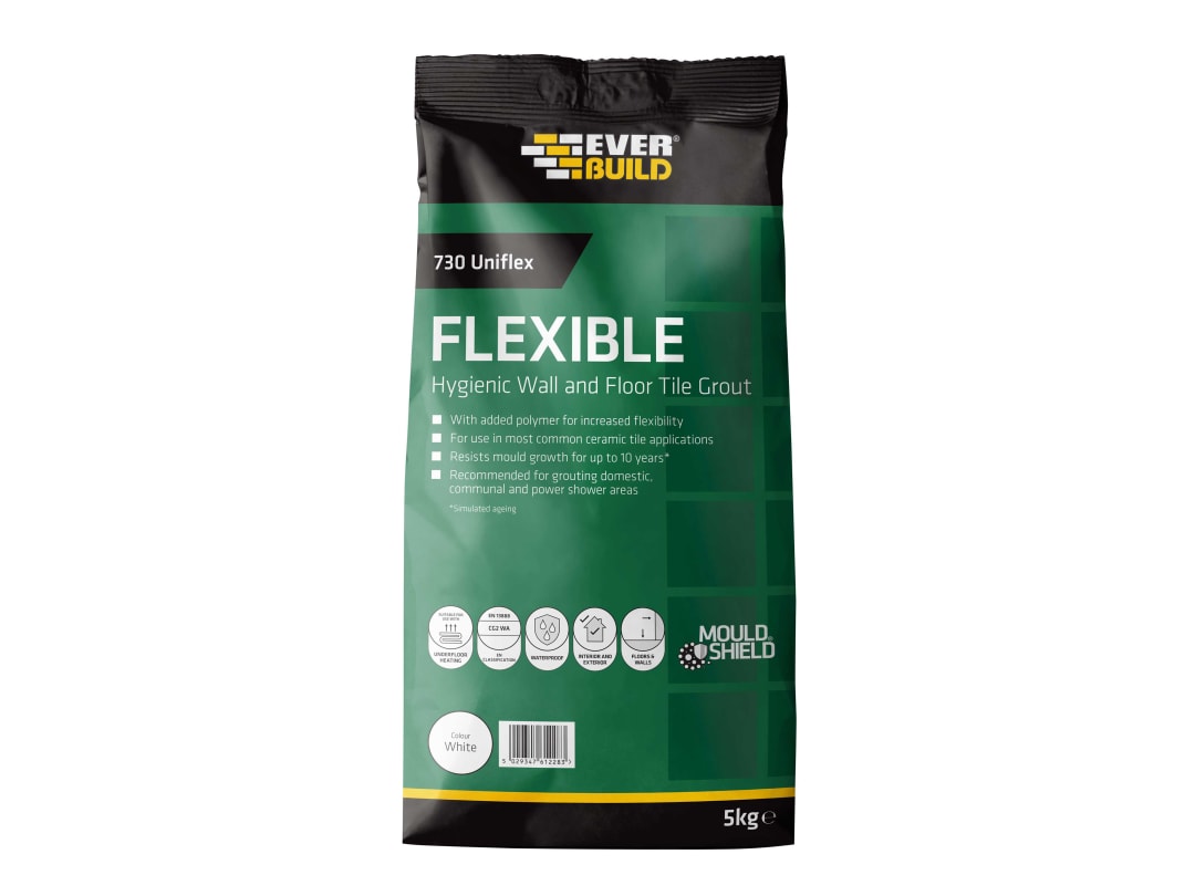 Everbuild Sika 730 Uniflex Hygienic Tile Grout White 5kg 486468