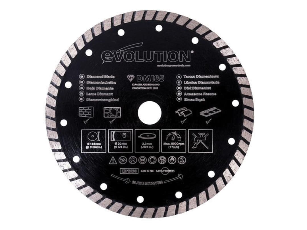 Evolution Diamond Blade, Segmented Rim 185 x 20mm RAGEBLADE185DIAMOND