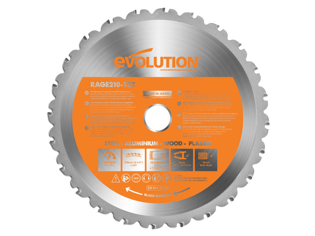 Evolution Multi-Material Mitre Saw Blade 210 x 25.4mm x 24T R210TCT-24MS