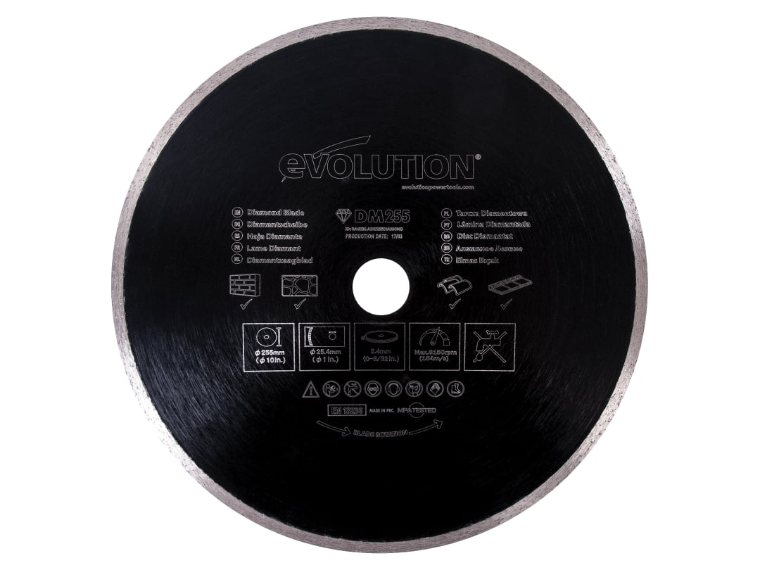 Evolution RAGE® Diamond Blade, Continuous Rim 255 x 25.4mm RAGEBLADE255DIAMOND