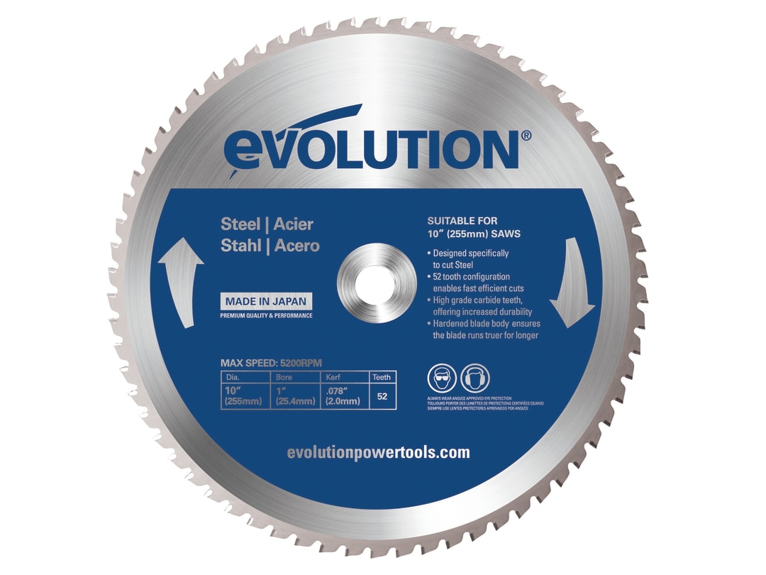 Evolution Mild Steel Cutting Mitre Saw Blade 255 x 25.4mm x 52T M255TCT-52MS