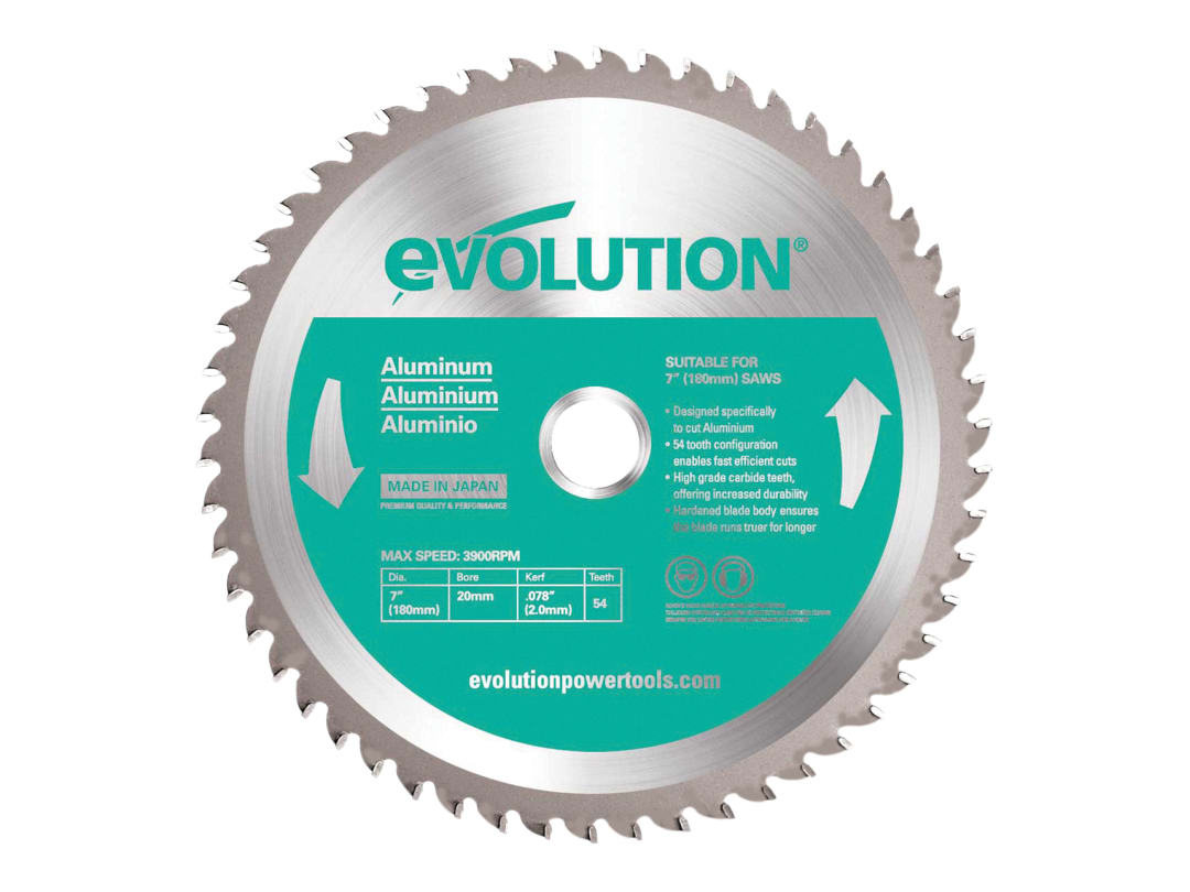 Evolution Aluminium Cutting Circular Saw Blade 180 x 20mm x 54T A180TCT-54CS