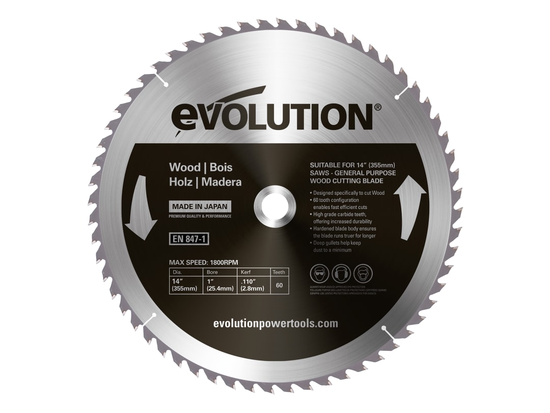 Evolution Wood Cutting Circular Saw Blade 355 x 2.8 x 25.4mm x 60T GW355TCT-60