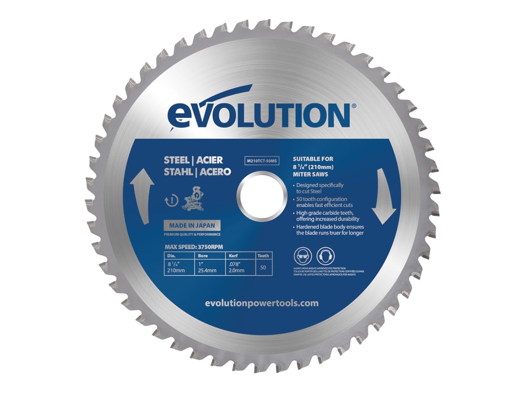 Evolution Mild Steel Cutting Mitre Saw Blade 210 x 25.4mm x 50T M210TCT-50MS