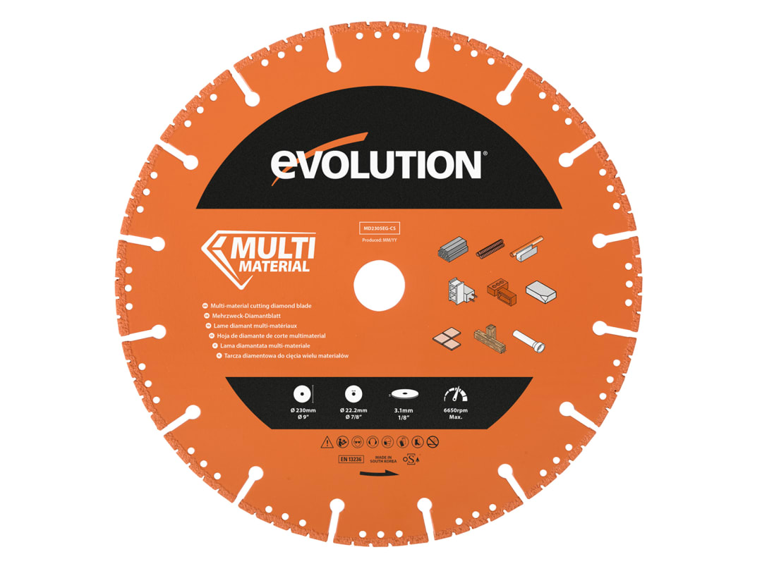 Evolution Multi-Material Diamond Demolition Disc Cutter Blade 230 x 22.2mm MD230SEG-CS