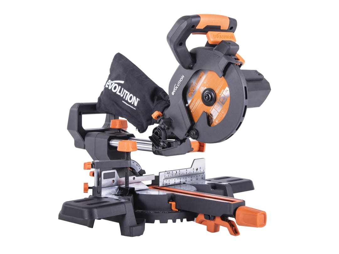 Evolution R185SMS+ 185mm Multi-Material Sliding Mitre Saw 1200W 240V 047-0001A