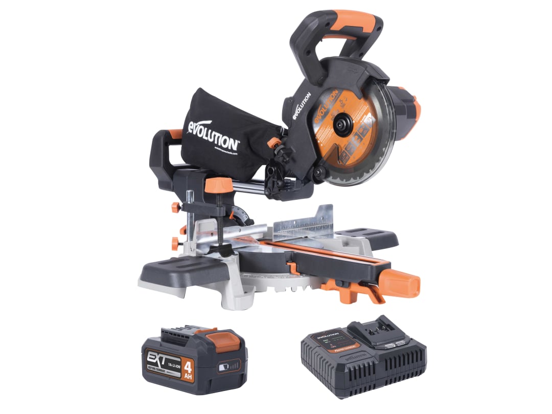 Evolution R185SMS-Li EXT Sliding Mitre Saw 18V 1 x 4.0Ah Li-ion 064-0001A