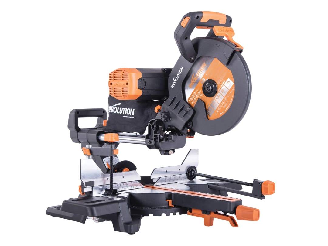 Evolution R255SMS-DB+ Multi-Material Sliding Mitre Saw 255mm 1600W 110V 053-0002C