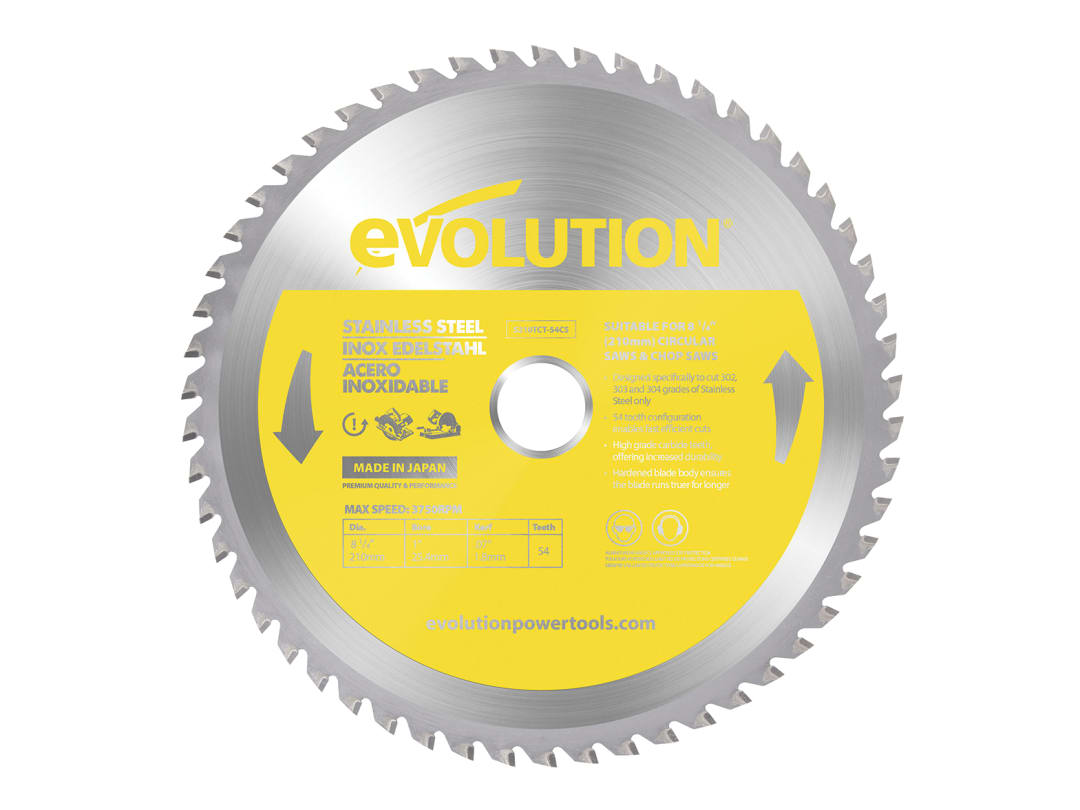 Evolution Stainless Steel Cutting Circular Saw Blade 210 x 25.4mm x 54T S210TCT-54CS