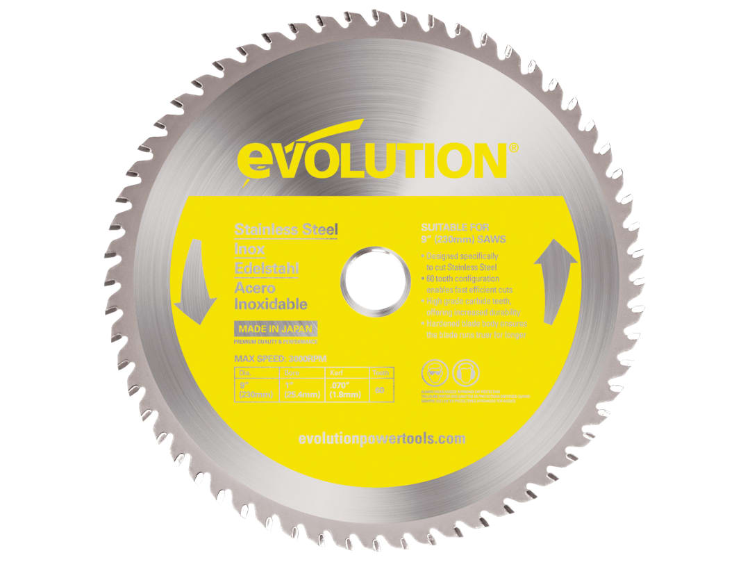 Evolution Stainless Steel Cutting Circular Saw Blade 230 x 25.4mm x 60T S230TCT-60CS