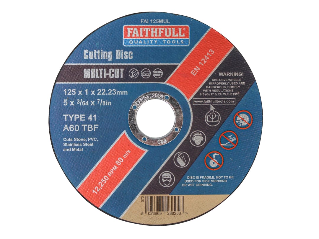 Faithfull Multi-Purpose Cutting Disc 125 x 1.0 x 22.23mm (Pack 10) FAI12510MUL