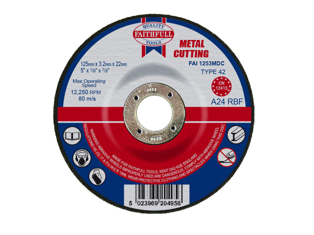 Faithfull Depressed Centre Metal Cutting Disc 125 x 3.2 x 22.23mm FAI1253MDC