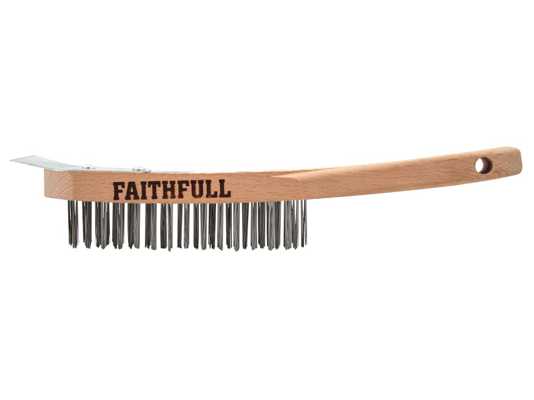 Faithfull Lightweight Scratch Brush with Scraper, Four Row FAI5804SRF