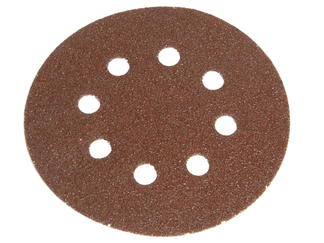 Faithfull Hook & Loop Sanding Disc DID3 Holed 125mm x 80G (Pack 5) FAIADHL125M