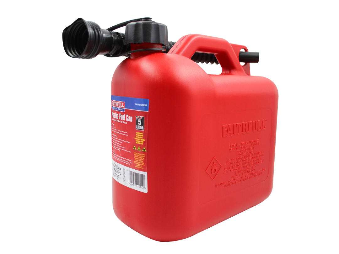 Faithfull Plastic Fuel Can Red 5 litre FAIAUCAN5R