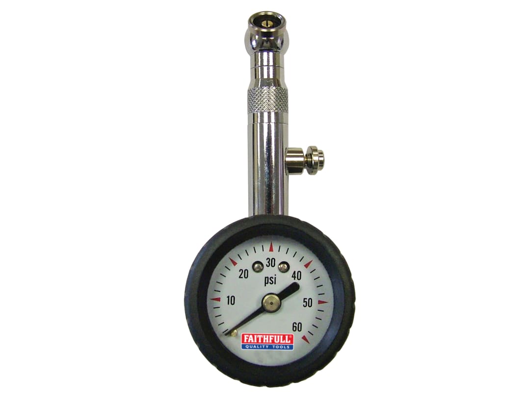 Faithfull Tyre Pressure Dial Gauge 60 psi FAIAUPGAUGE