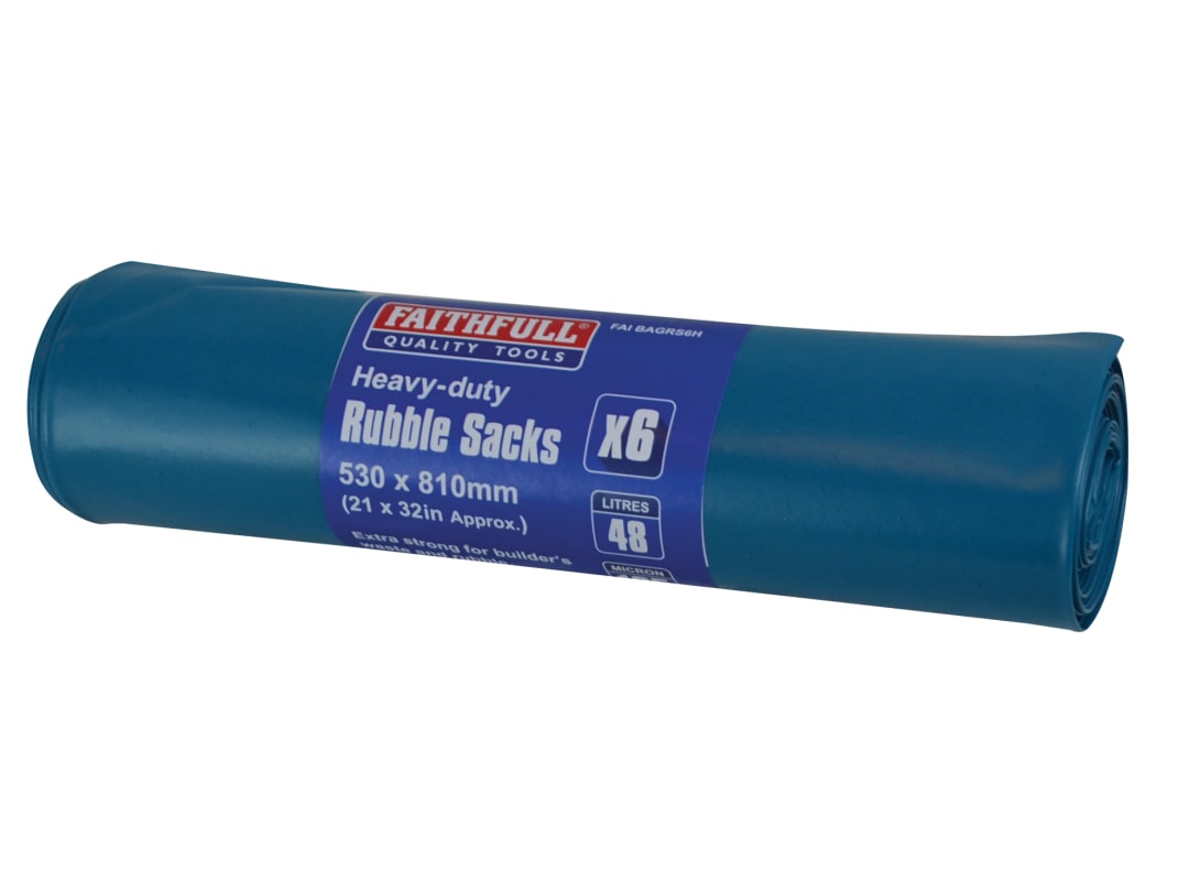 Faithfull Blue Heavy-Duty Rubble Sacks (Roll 6) FAIBAGRS6H