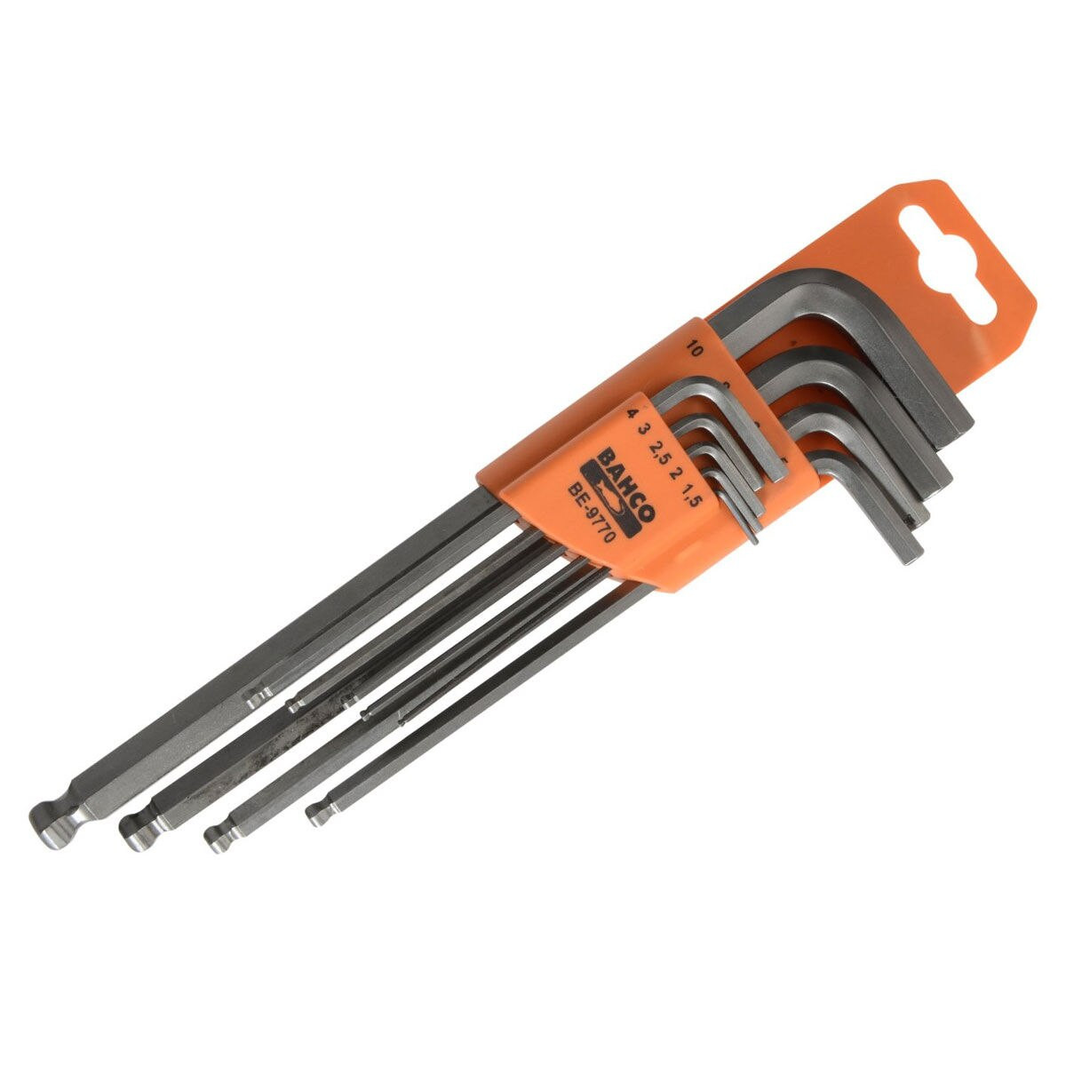 Bahco BE-9770 Metric Long Ball End Hex L-Key Set, 9 Piece BE-9770