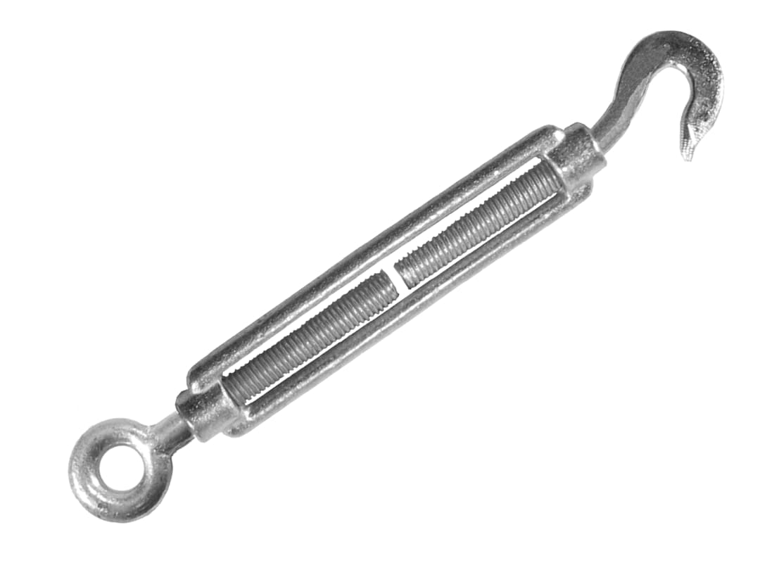 Faithfull Straining Screw 6mm Hook & Eye Galvanised 89mm (Pack 2) FAICHSCREW6