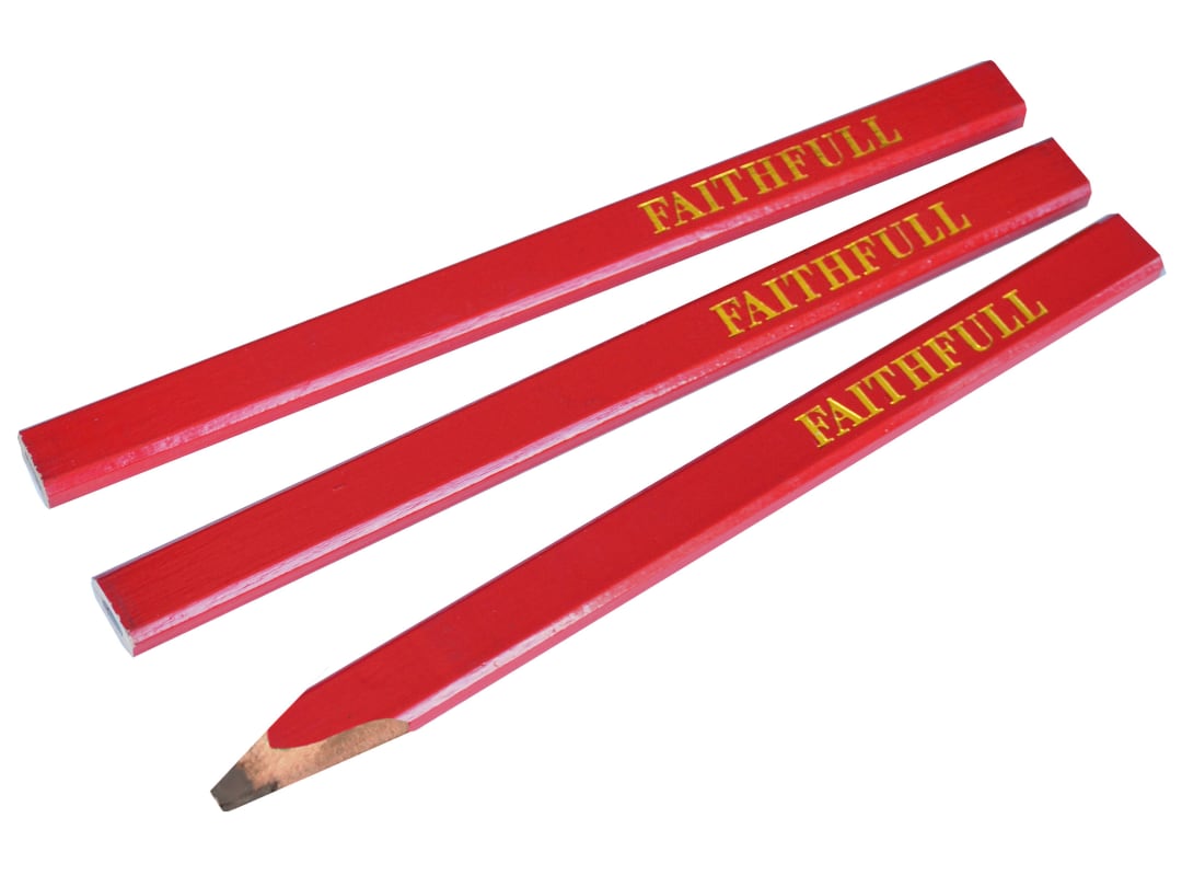 Faithfull Carpenter's Pencils - Red / Medium (Pack 3) FAICPR