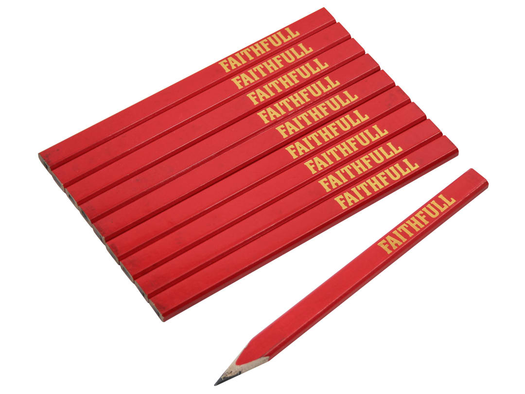 Faithfull FSC Carpenter's Pencils - Red / Medium (Pack 10) FAICPR10FSC