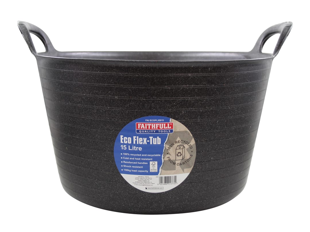 Faithfull Eco Flex Tub 15 litre - Recycled Black FAIECOFLXB15