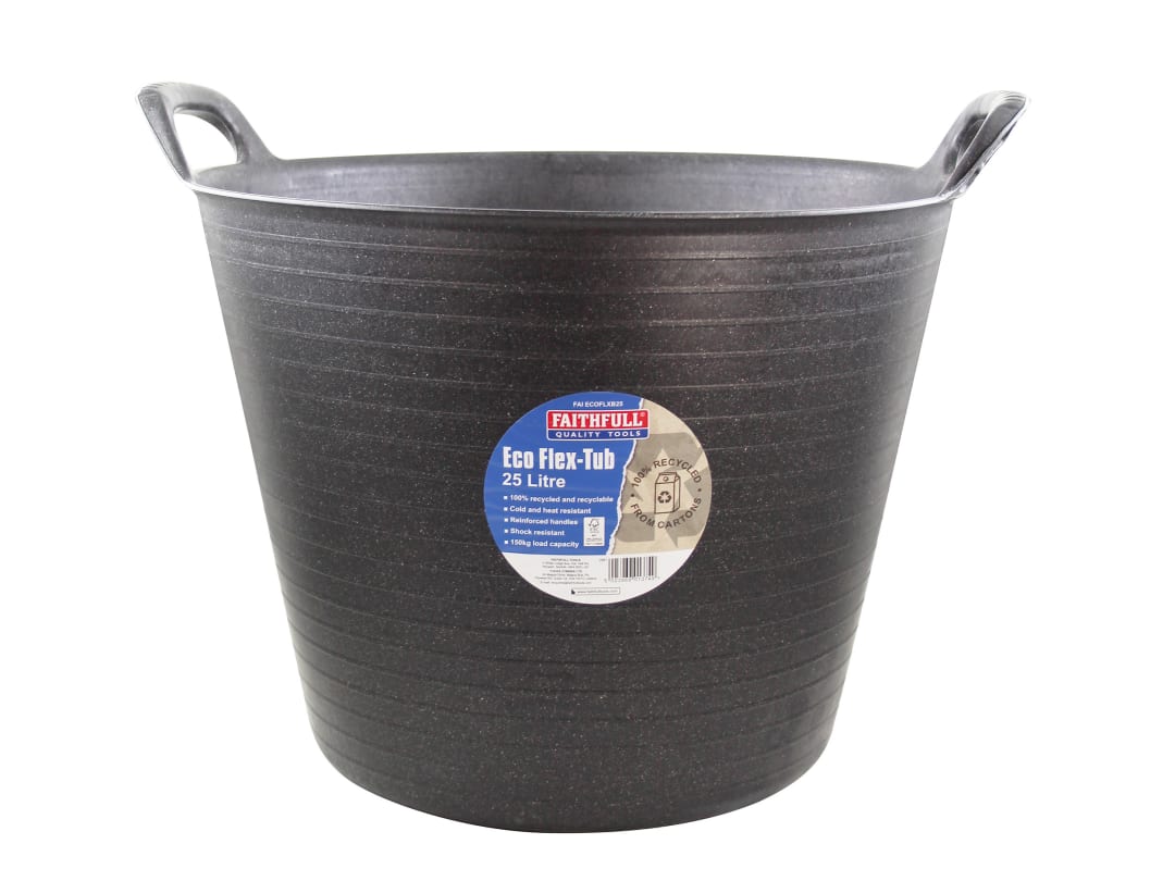 Faithfull Eco Flex Tub 25 litre - Recycled Black FAIECOFLXB25