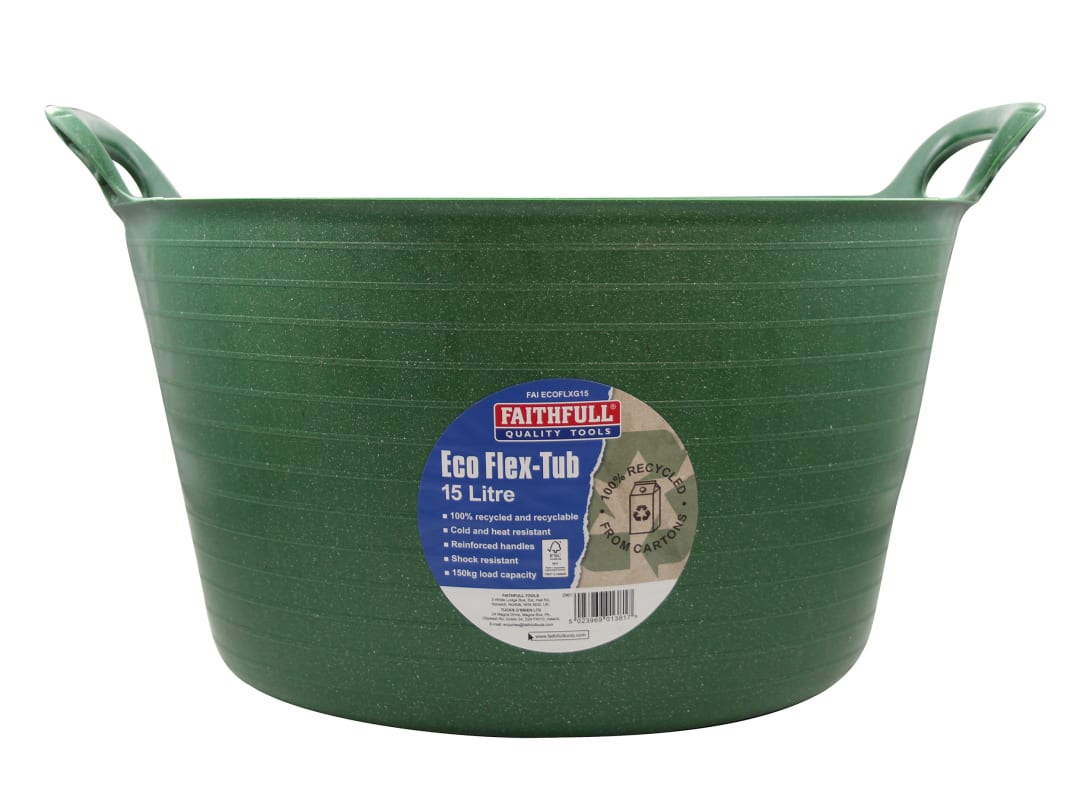 Faithfull Eco Flex Tub 15 litre - Recycled Green FAIECOFLXG15