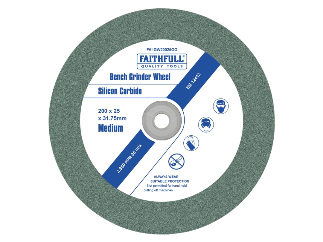 Faithfull General Purpose Grinding Wheel 200 x 25mm Green Grit FAIGW20025GG