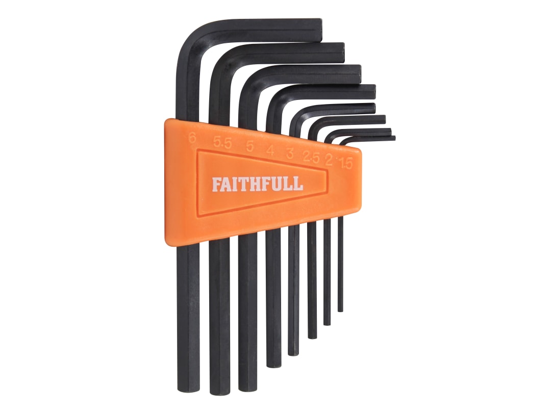 Faithfull Metric Short Arm Hexagon Key Set, 8 Piece FAIHKS8M