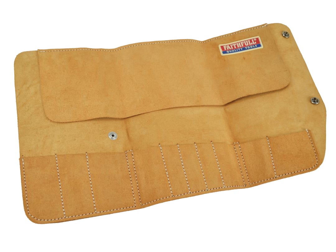 Faithfull 10 Pocket Leather Tool Roll 48 x 27cm FAILTR10