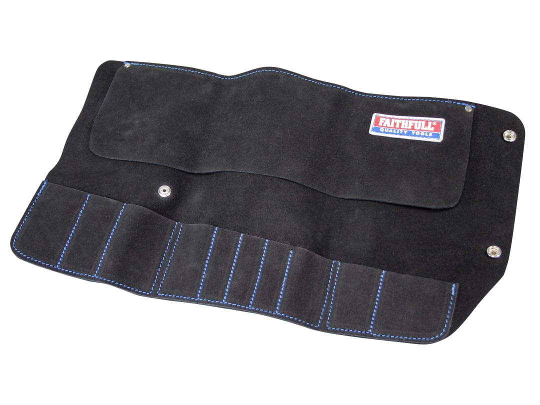 Faithfull 10 Pocket Leather Tool Roll FAILTR10B