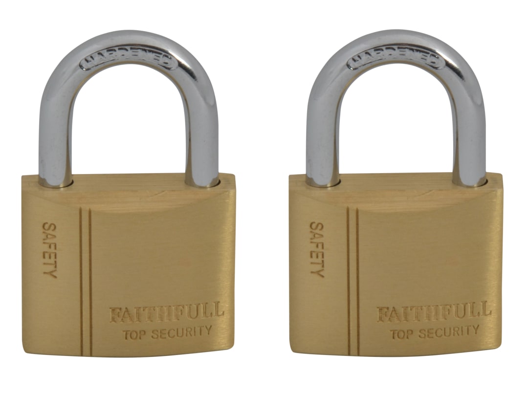 Faithfull Brass Padlock Keyed Alike 2 x 40mm FAIPLB40KA