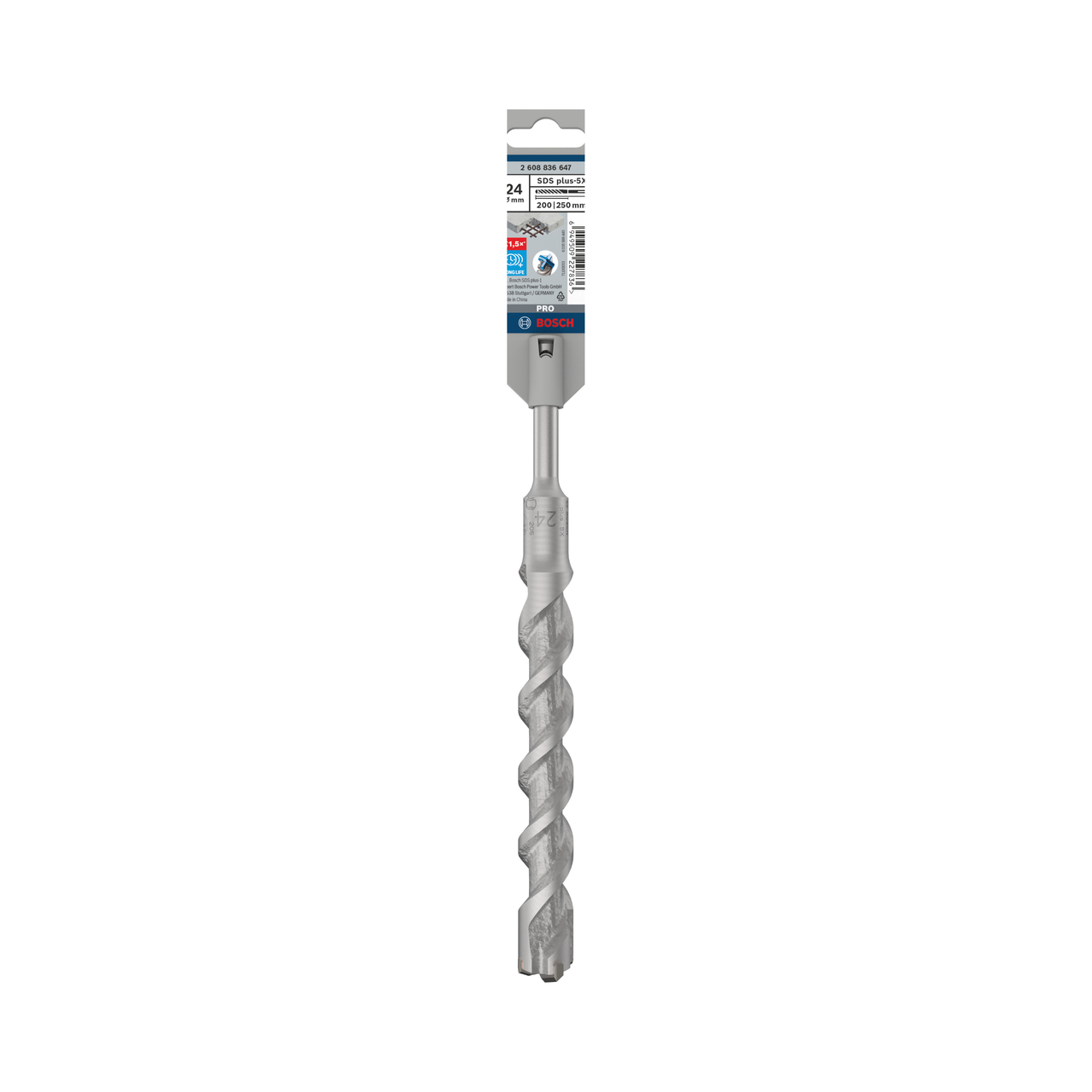 Bosch Powertool Accessories PRO SDS plus-5X Hammer Drill Bit 24 x 200 x 250mm 2608836647