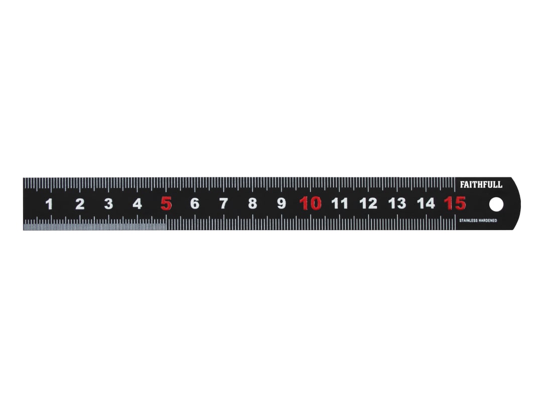 Faithfull Matt Black Stainless Steel Measuring Rule 150mm FAIRUL150MB