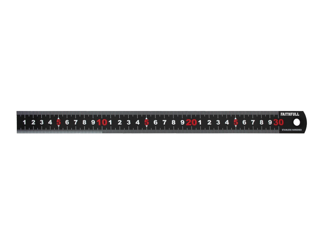 Faithfull Matt Black Stainless Steel Measuring Rule 300mm FAIRUL300MB