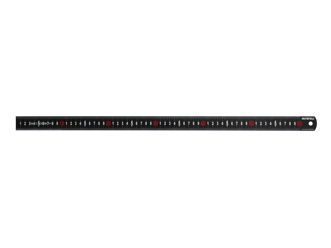 Faithfull Matt Black Stainless Steel Measuring Rule 600mm FAIRUL600MB