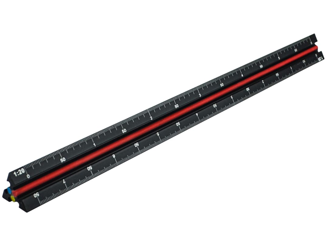 Faithfull Prestige Tri-Scale Engineer Rule Black Aluminium 300mm FAIRULETECNC
