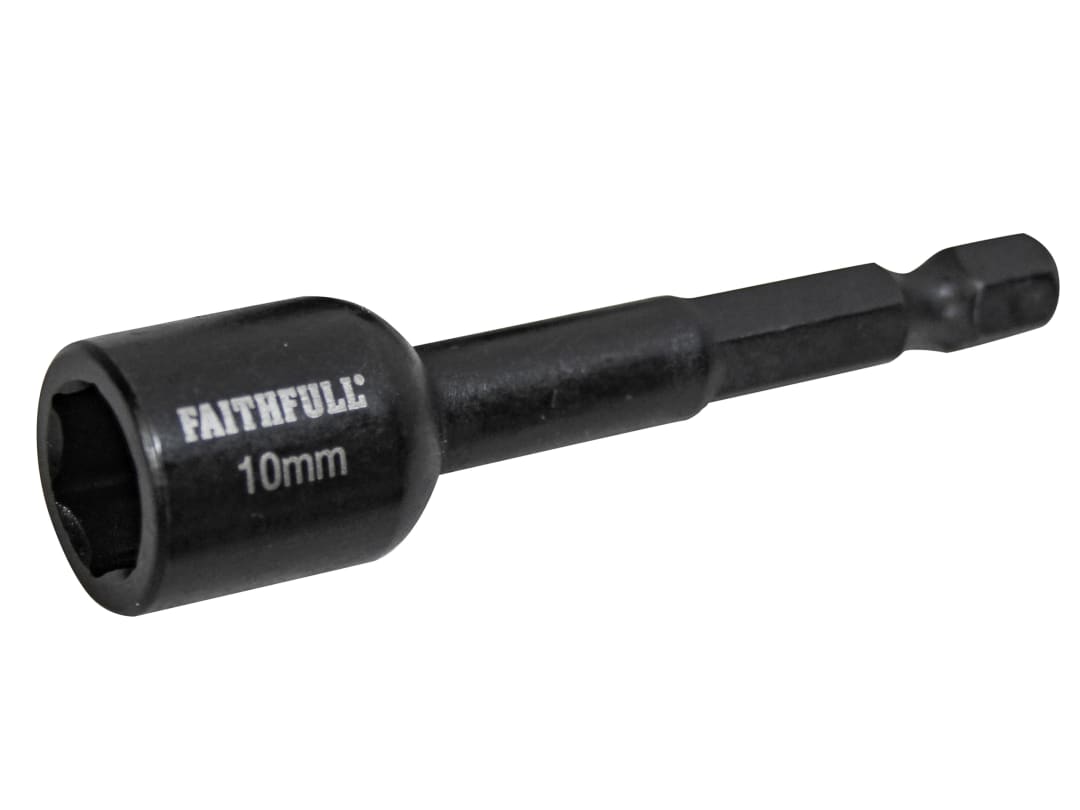 Faithfull Magnetic Impact Nut Driver 10mm x 1/4in Hex FAISBMNUT10I