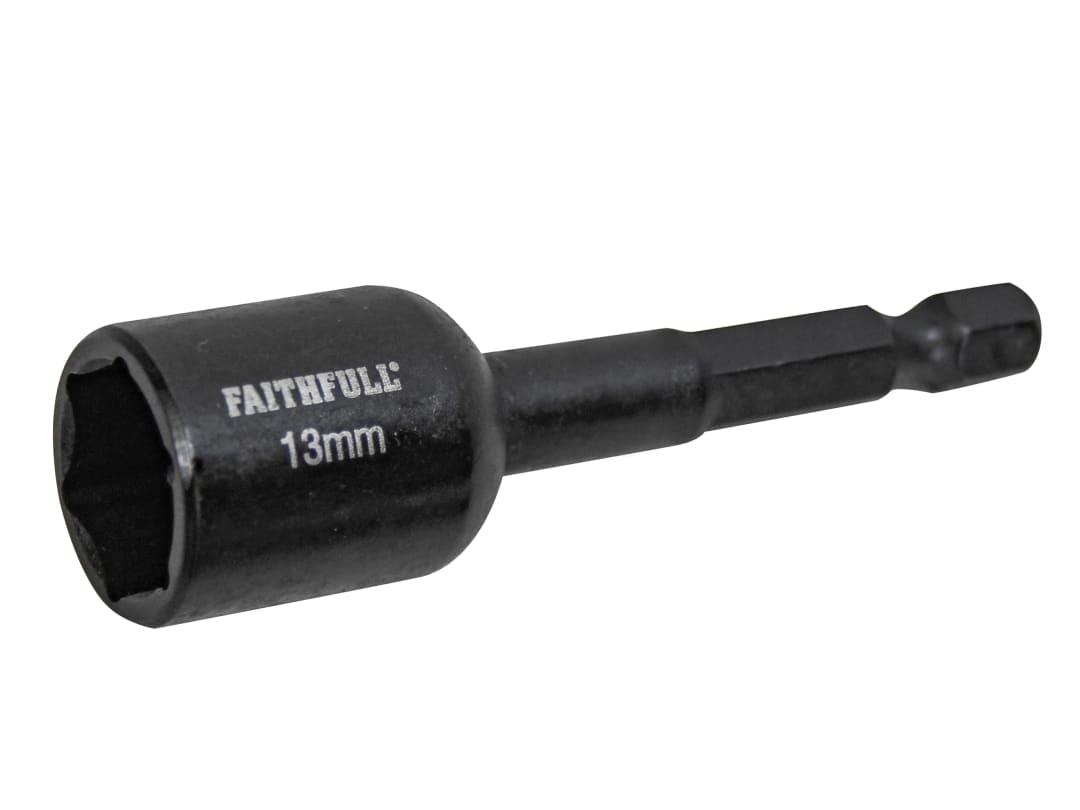 Faithfull Magnetic Impact Nut Driver 13mm x 1/4in Hex FAISBMNUT13I