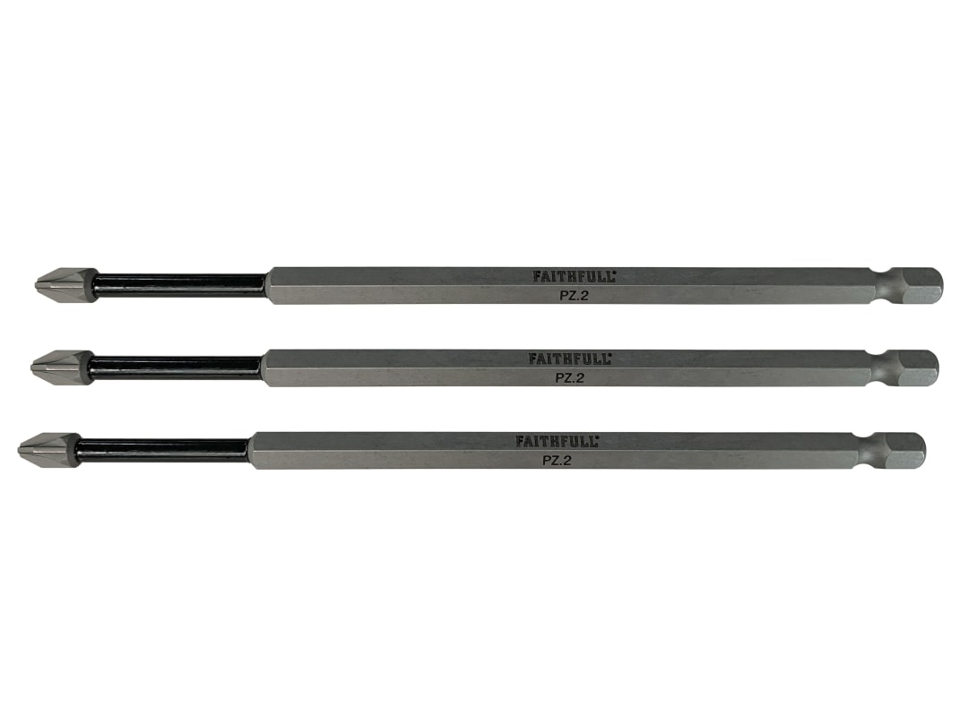 Faithfull Pozidriv Impact Screwdriver Bits PZ2 x 150mm (Pack 3) FAISBPZ2150I