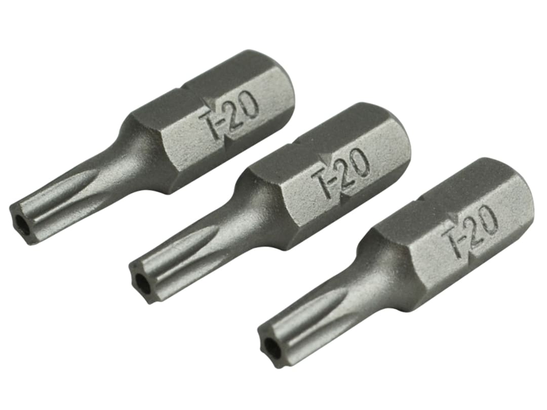 Faithfull Security S2 Grade Steel Screwdriver Bits T20S x 25mm (Pack 3) FAISBT2025S